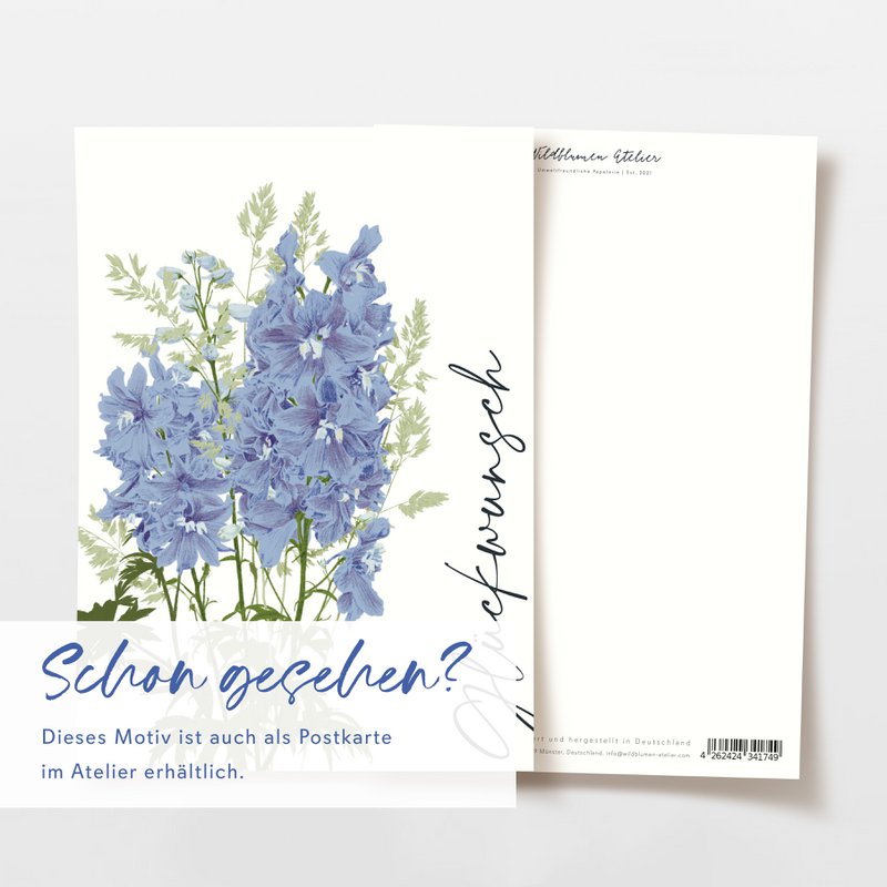 Folding card 'Congratulations' blue flowers, including envelope