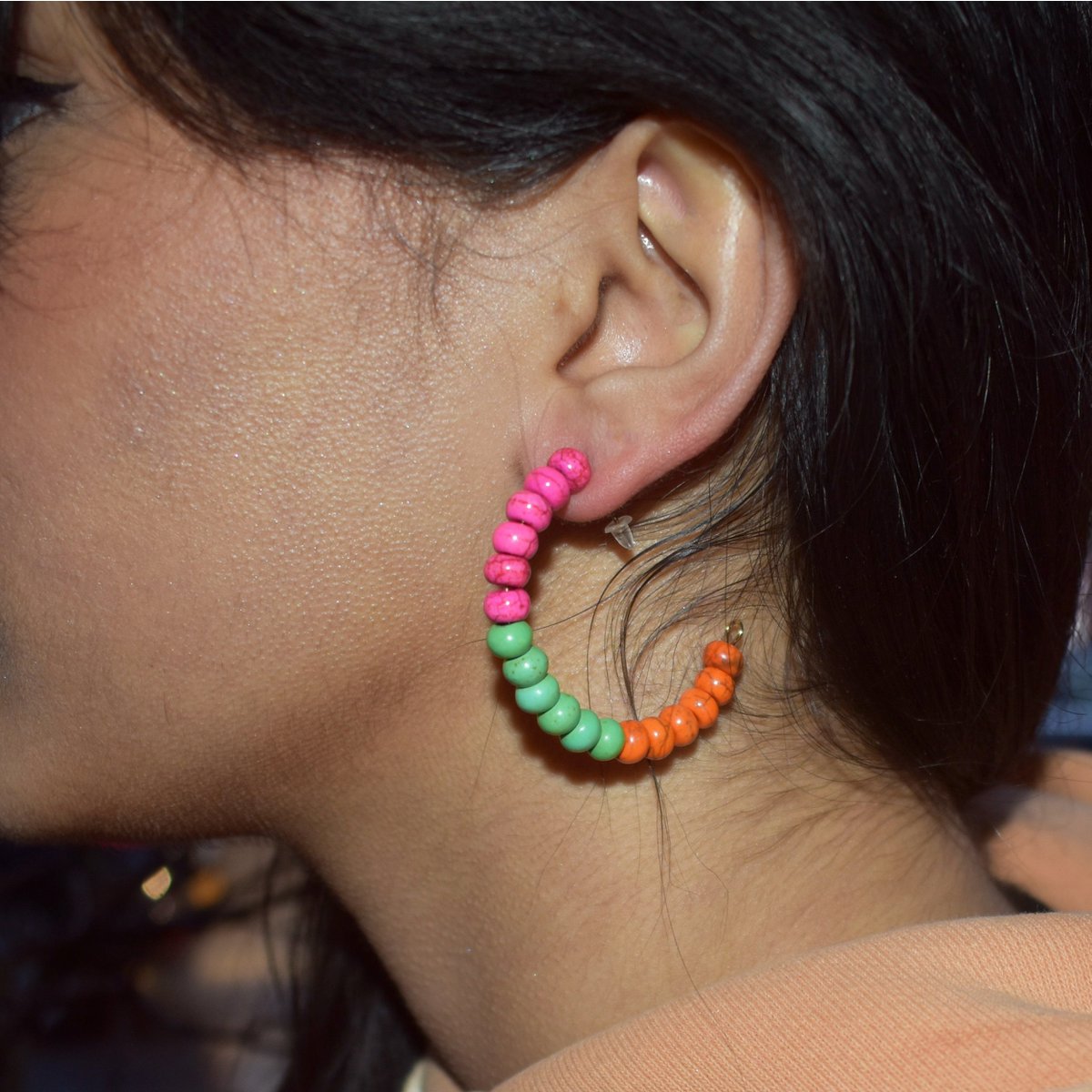 Orecchini a cerchio con perline colorate del festival di carnevale, orecchini a cerchio festivi, cerchi con perline, accessori alla moda per festival | di lovebynlanla