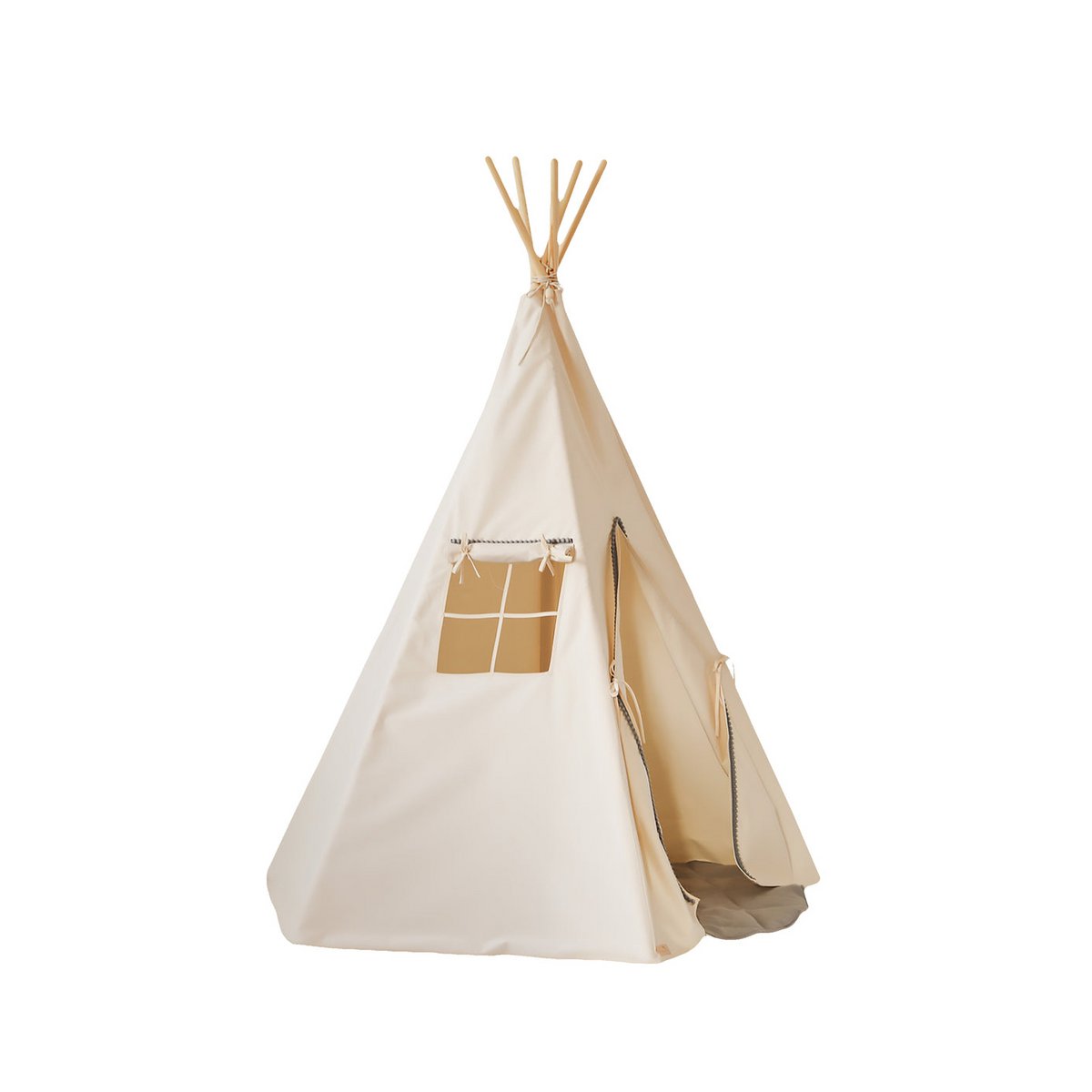 Teepee "Grey Pompoms" con pompon e set tappetino