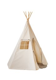 Teepee "Grey Pompoms" con pompon e set tappetino