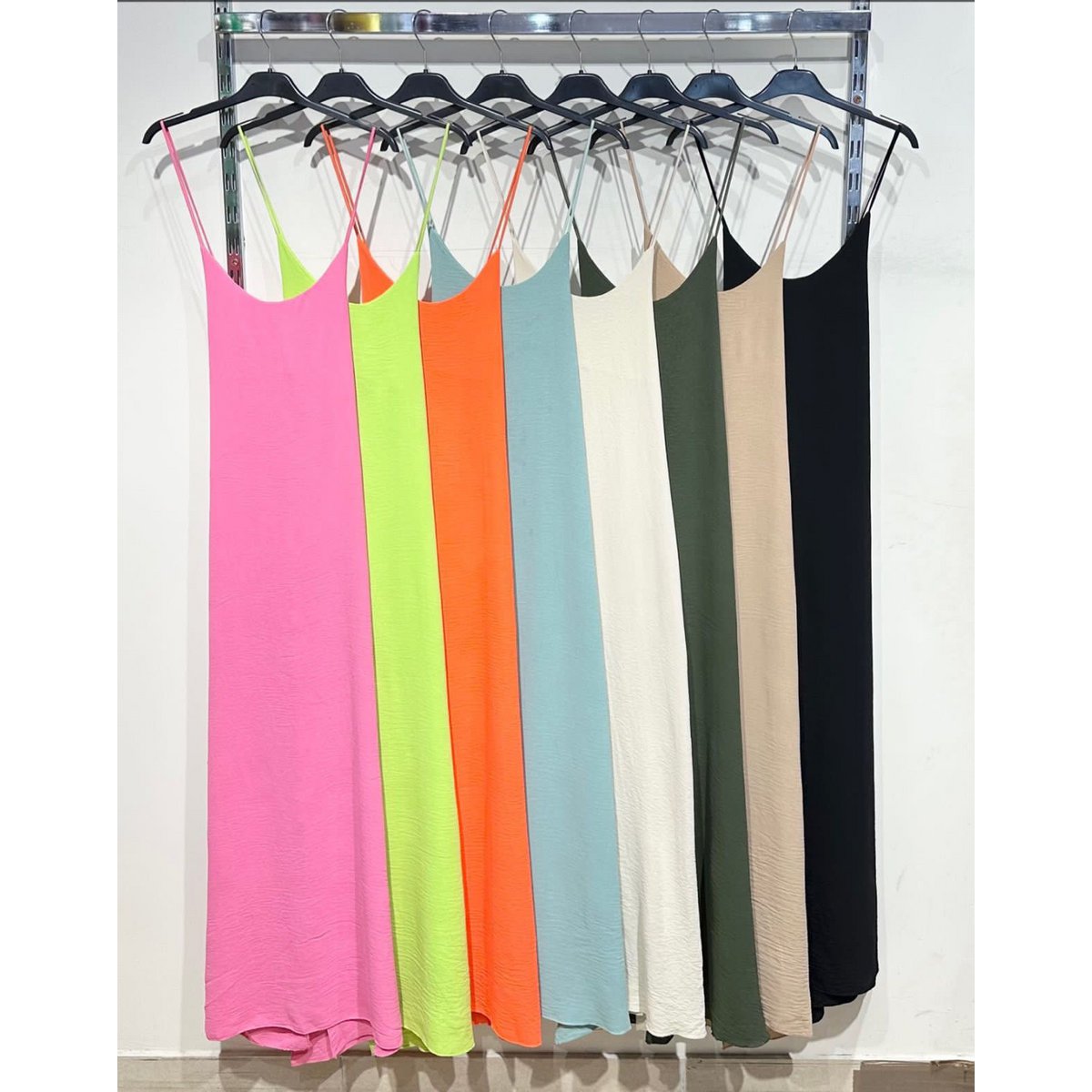 Long flowy dress in plain fabric or print