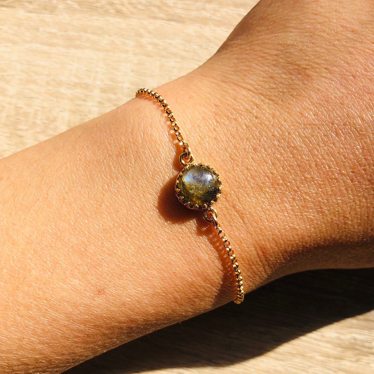 Pulsera de piedra natural Margaux plata dorada