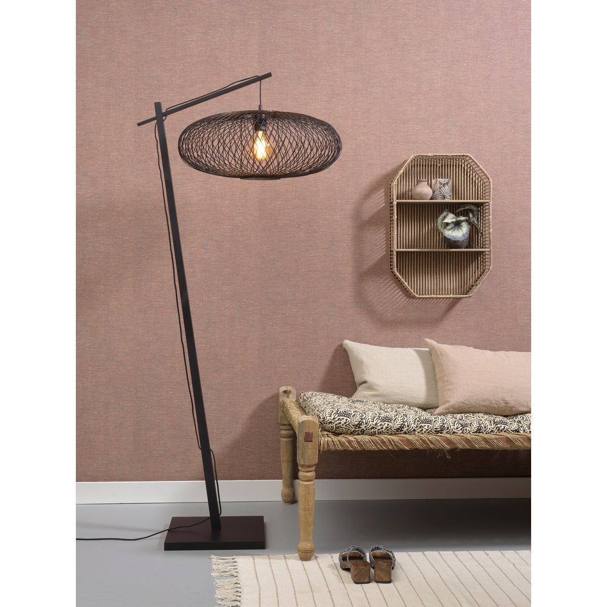 Vloerlamp Cango zw/kap zwart, S