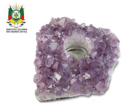 Amethyst Tea light holder hand-made in Brazil Rio grande