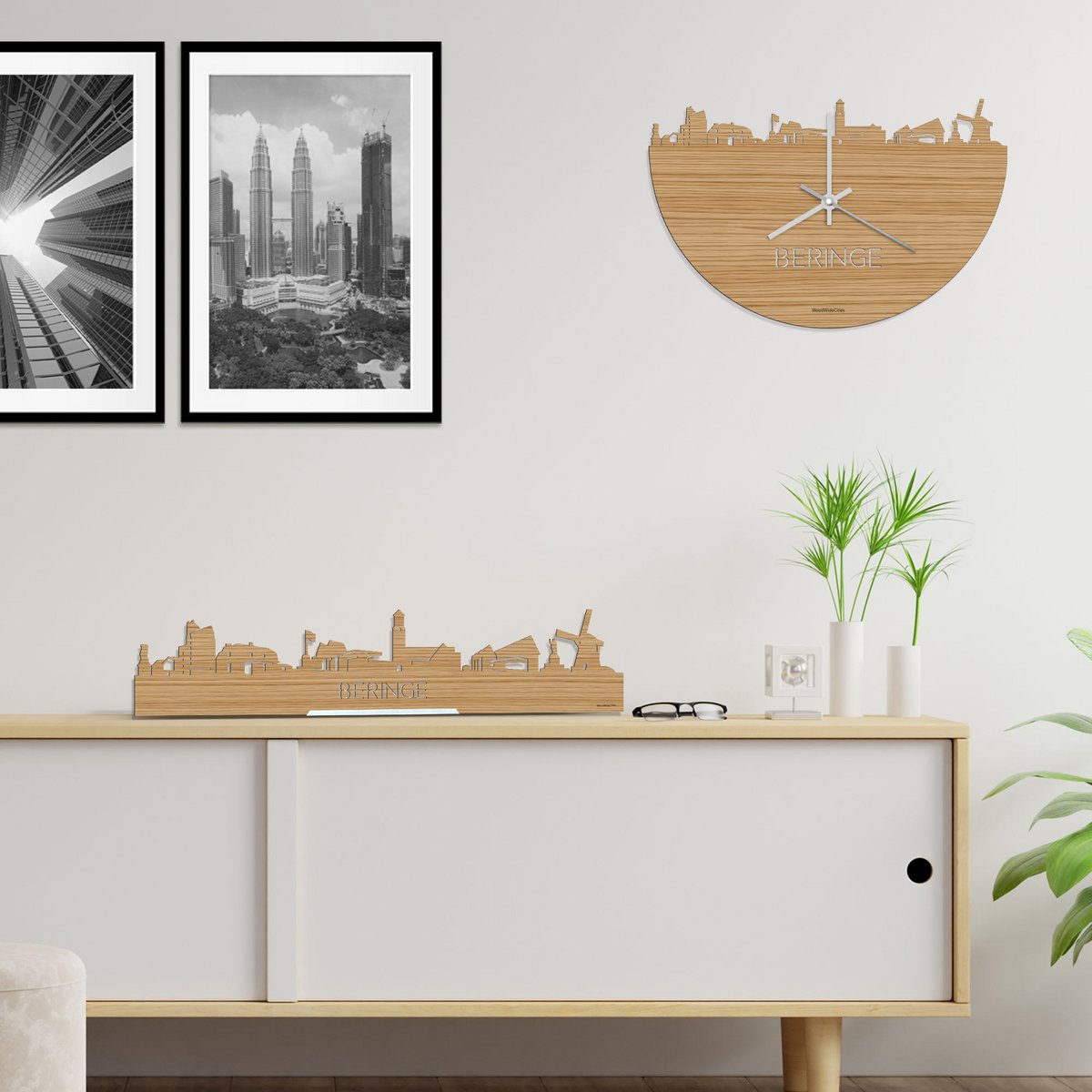 Skyline-Uhr Beringe Bambus