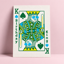 Carte d'anniversaire imprimée Riso Roi d'anniversaire
