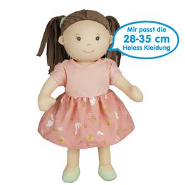 Stof Doll '' Lucie '' med kjole til at sætte på og tage af, 32 cm