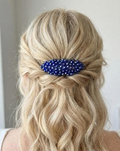 Blue Iris Crystal Hair Comb for Bridal Hairstyles