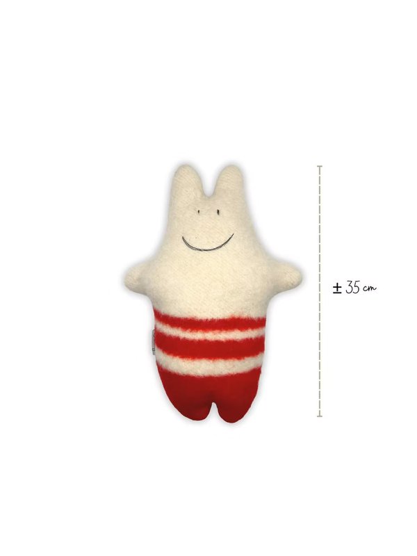 Baby Hippo krammetøj - Vintage uldtæppe - Rød Beige
