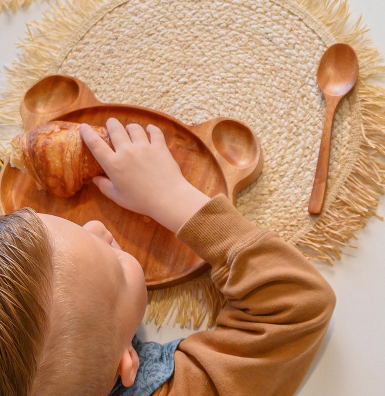 Handmade - Kids Plate - Bear - Eco-friendly - Khaya Wood