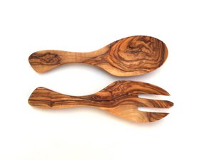 Set of 2 salad cutlery Kaiser 23 cm salad spoon made of olive wood
