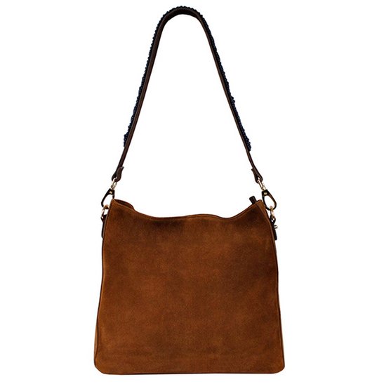 BOHO IBIZA BAG - Bandolera azul zafiro (70cm) + Bolso de ante (Cognac)