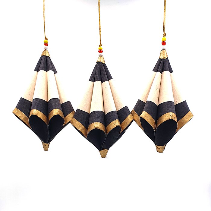 ANNA NERA Fairtrade Cône pliable or noir naturel set/3 900-022
