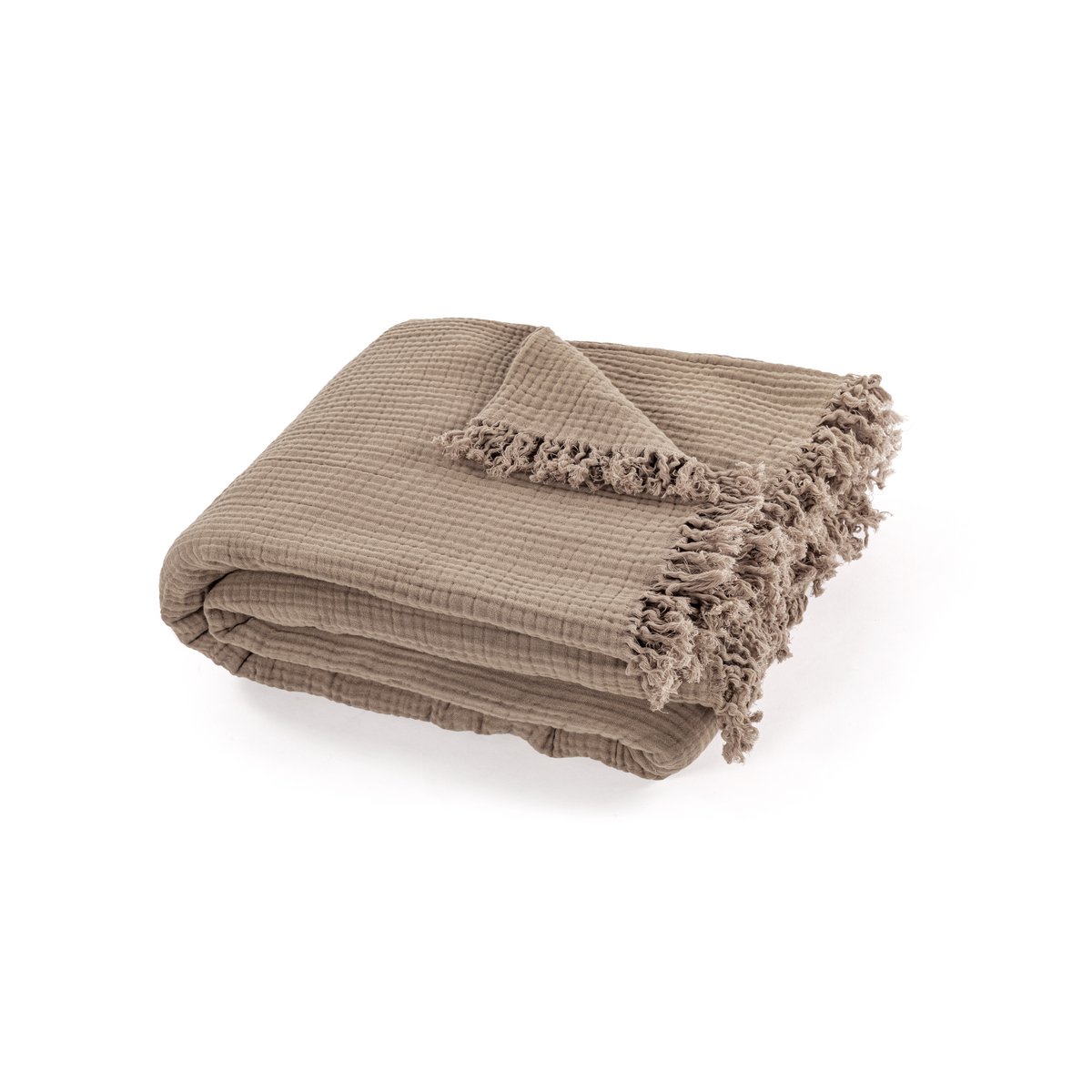 Plaid coton SUZETTE 130x160cm, taupe