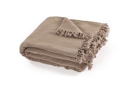 Plaid coton SUZETTE 130x160cm, taupe