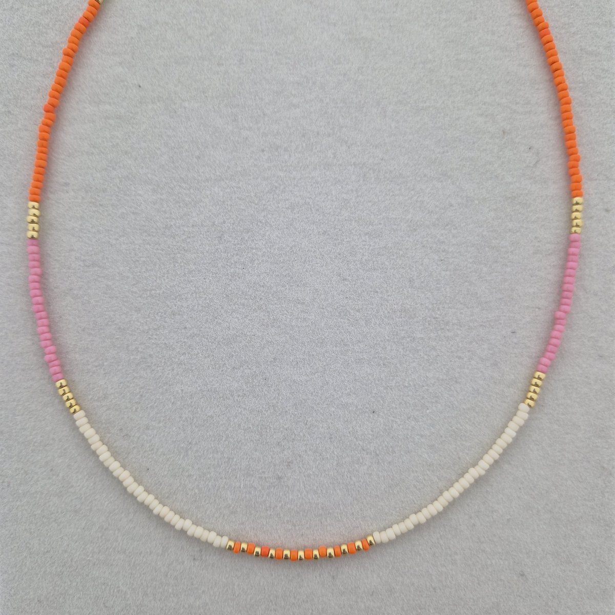 Collier court en perles Miyuki | Orange, rose