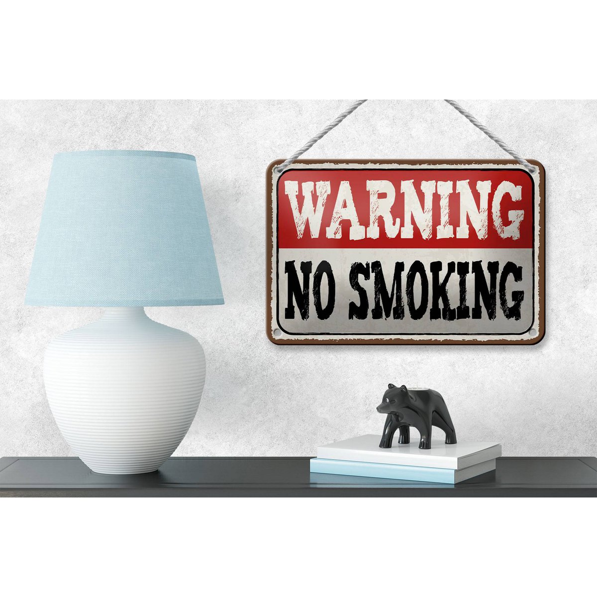 Tin sign note 18x12cm Warning no smoking decoration