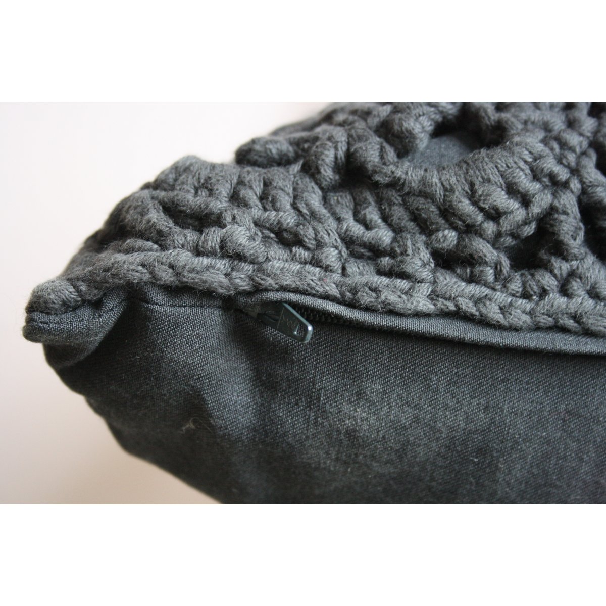 Dark gray crochet cushion - XL