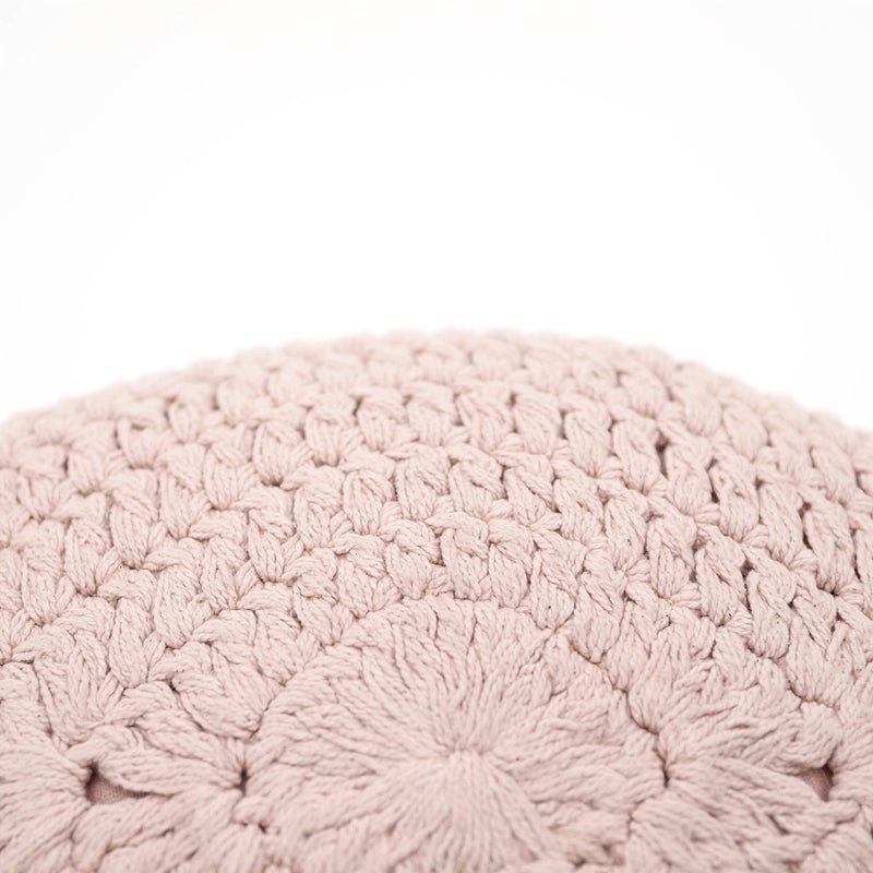 Cojín bohemio de ganchillo PLUME ROSE NUDE