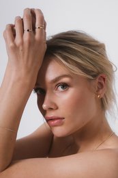 Delicate ear studs bar made of 925 sterling silver 14k gold plated