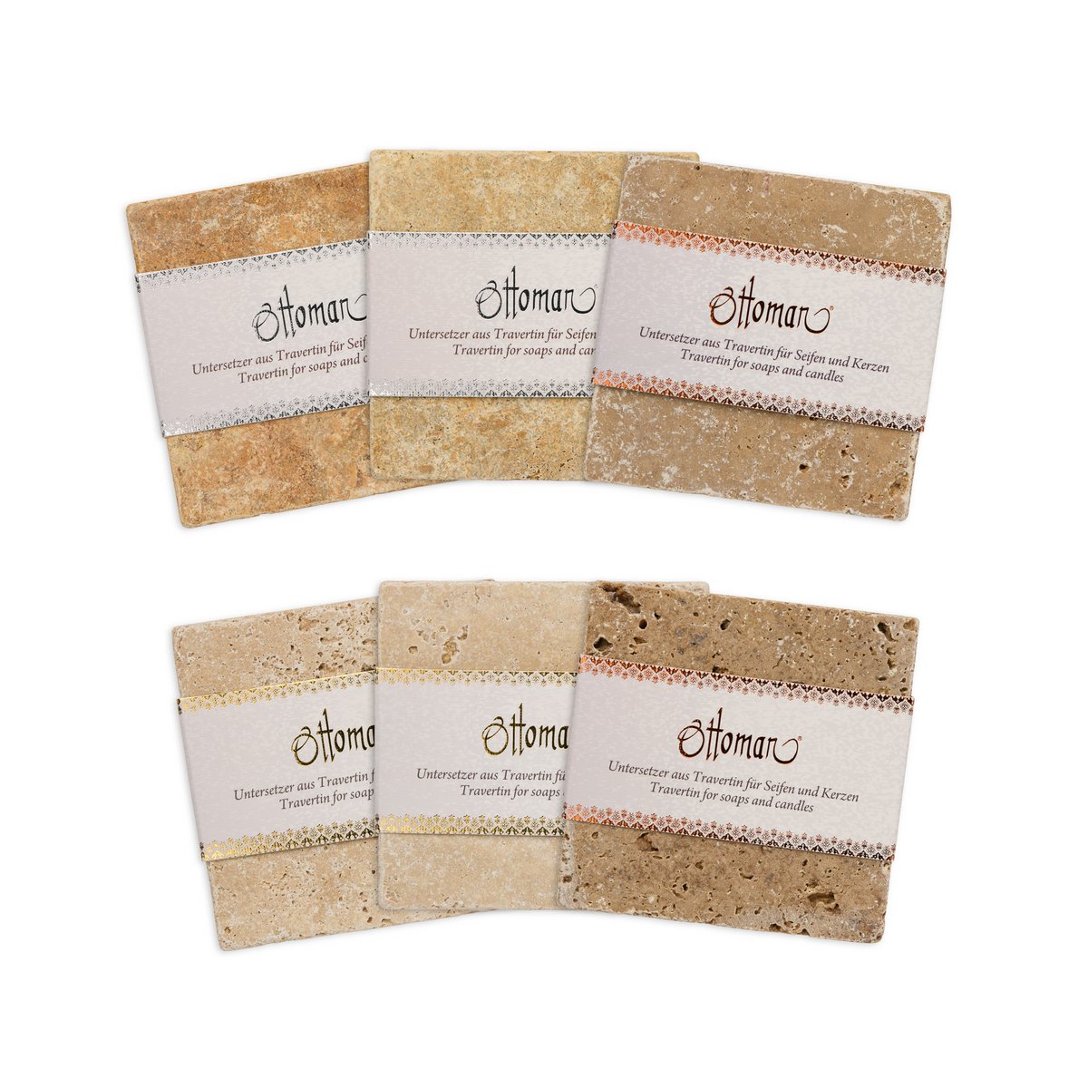 Hausart Olivenseife grün 200 g + Travertin Set