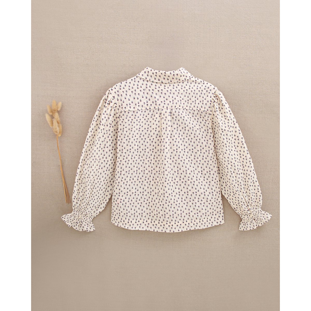 Chemisier fleuri pour fille avec texture et nœud au cou P79-11604155