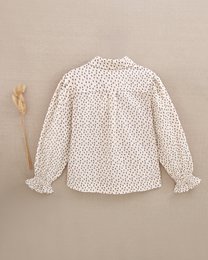 Blomsterbluse til piger med tekstur og sløjfe ved halsen P79-11604155