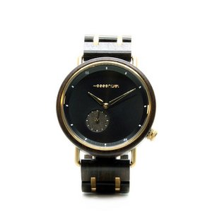 Zwart en hout herenhorloge - 40mm