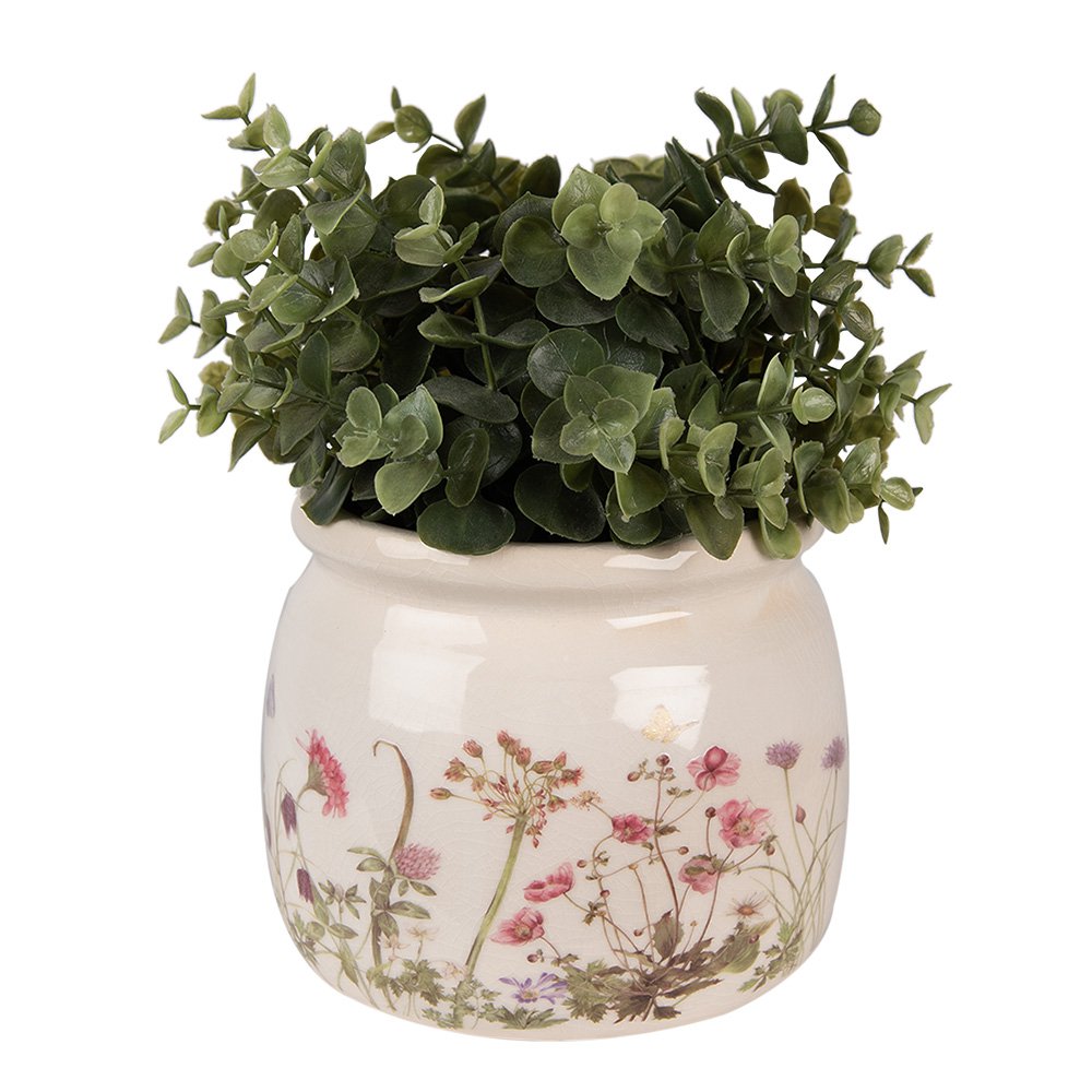 Flowerpot Ø 16x13 cm Beige pink ceramic flower flowerpot inside