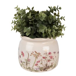 Flowerpot Ø 16x13 cm Beige pink ceramic flower flowerpot inside