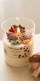 Bougie parfumée Hello Autumn – Citrouille Épices & Vanille – 250g – Faite à la main – Bougie d’automne de luxe en verre