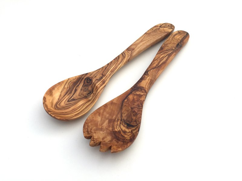 Set of 2 salad servers Kyiv made of olive wood