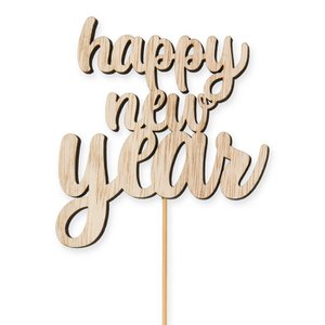 Holz-Stecker"happy new year"8x1pc