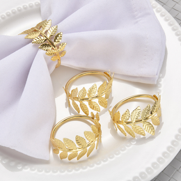 Napkin round - Small leaves - Silver or golden