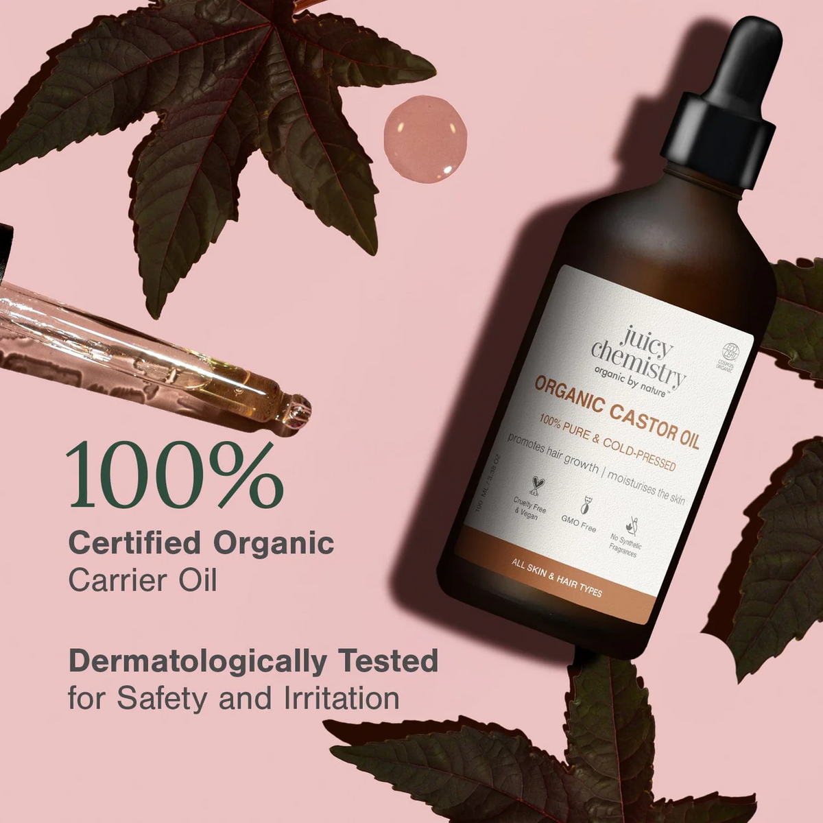 Organic Castor Cold Pressed Carrier Oil - 30ml