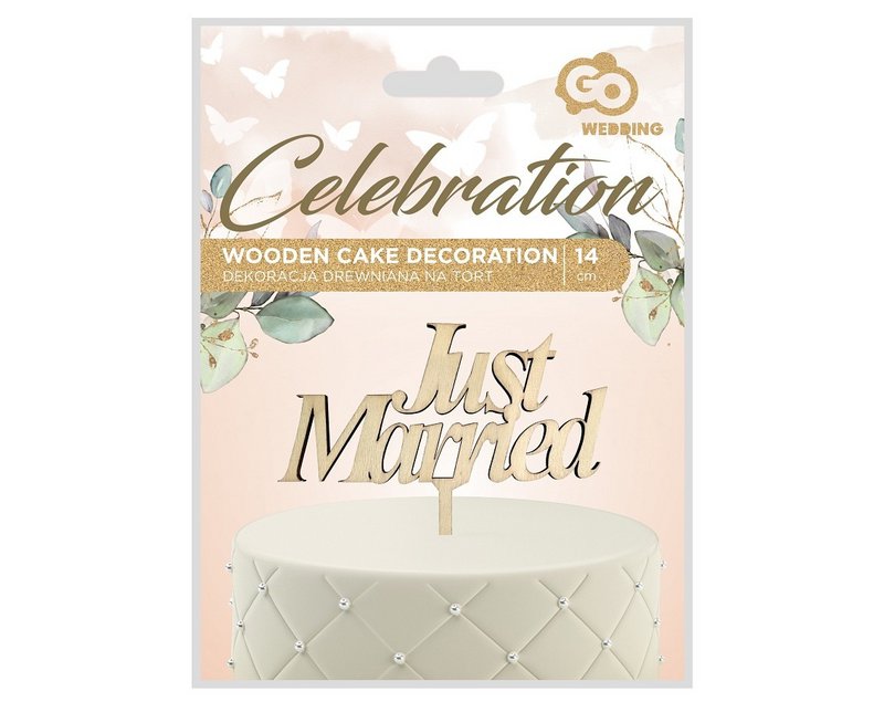 Cake topper - Just Married - wood