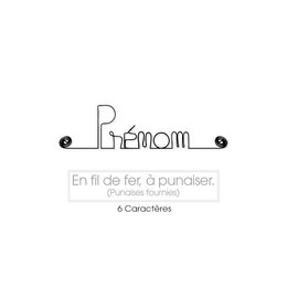 Personalized wire wall art with the name "Prenom" in a stylized design, suitable for decorating a child's room.