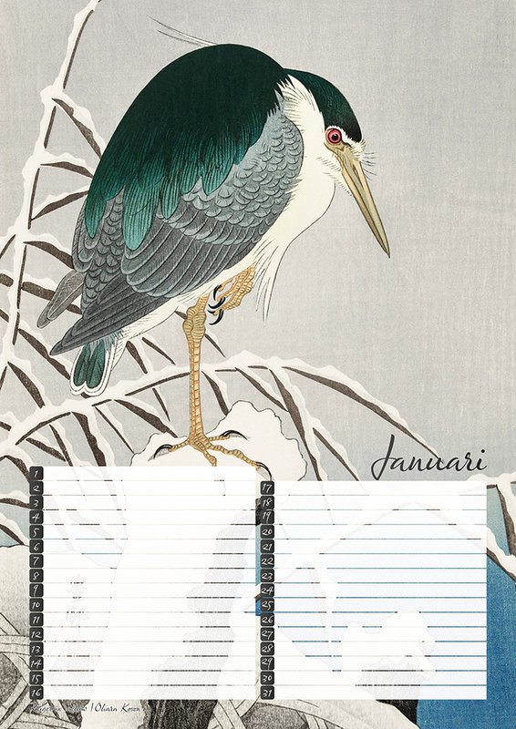 Calendario di compleanno Stampe di uccelli del maestro giapponese Koson