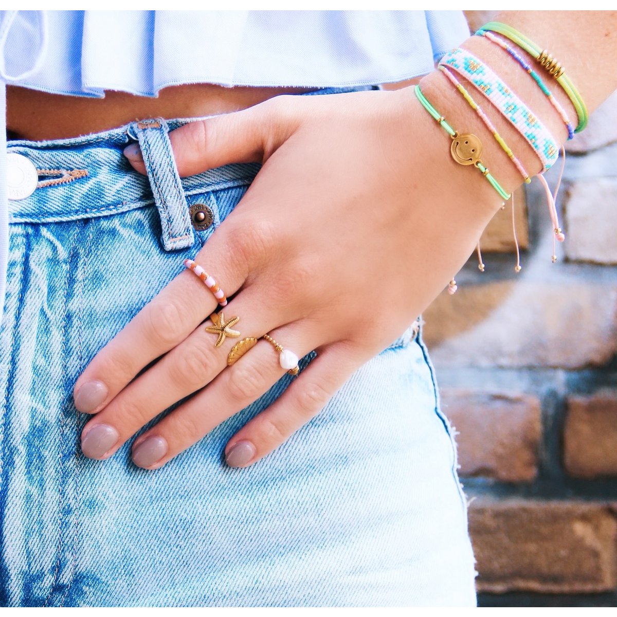 Minimalistischer aus Edelstahl geflochtener Ring - Gold