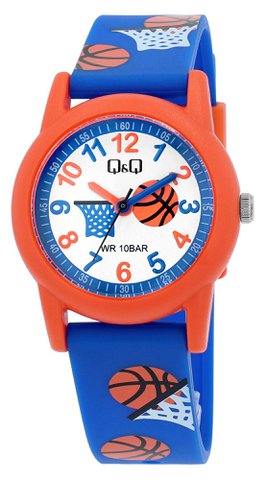 Q&Q kinderhorloge met siliconen band, "Basketbal", 10 bar