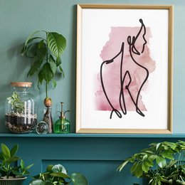 Mirando la línea de acuarela Lámina artística