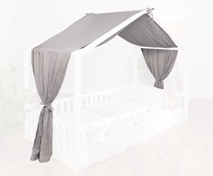 tiSsi® Baldachin Musselin für Hausbetten 90x200 cm grau