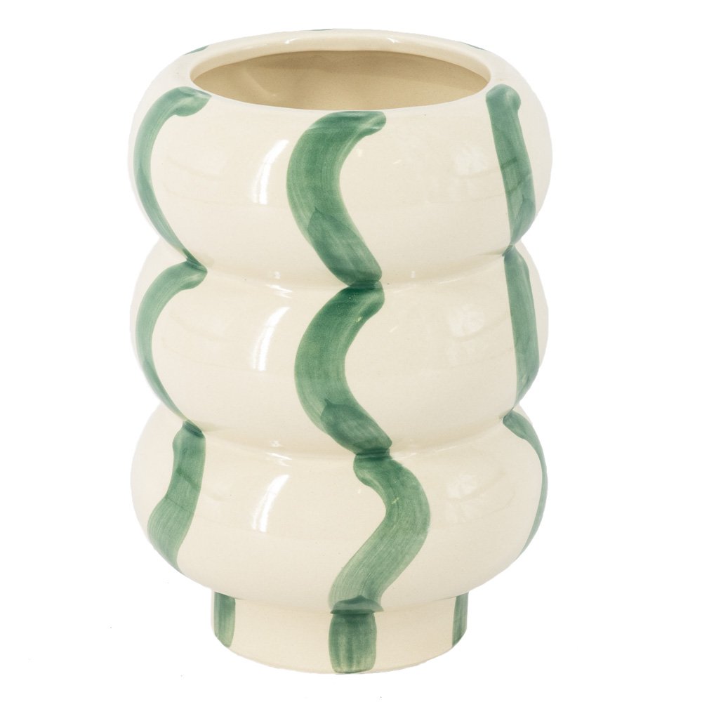 Vaso in terracotta linee verde