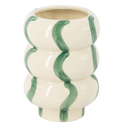 Vase en faïence lignes vertes