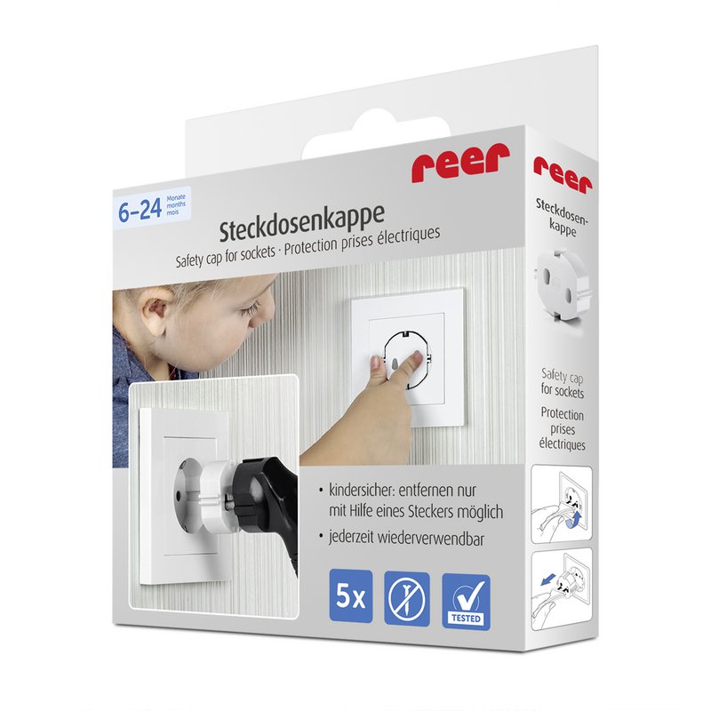 Stopcontactafdekkingen, 5 stuks, wit