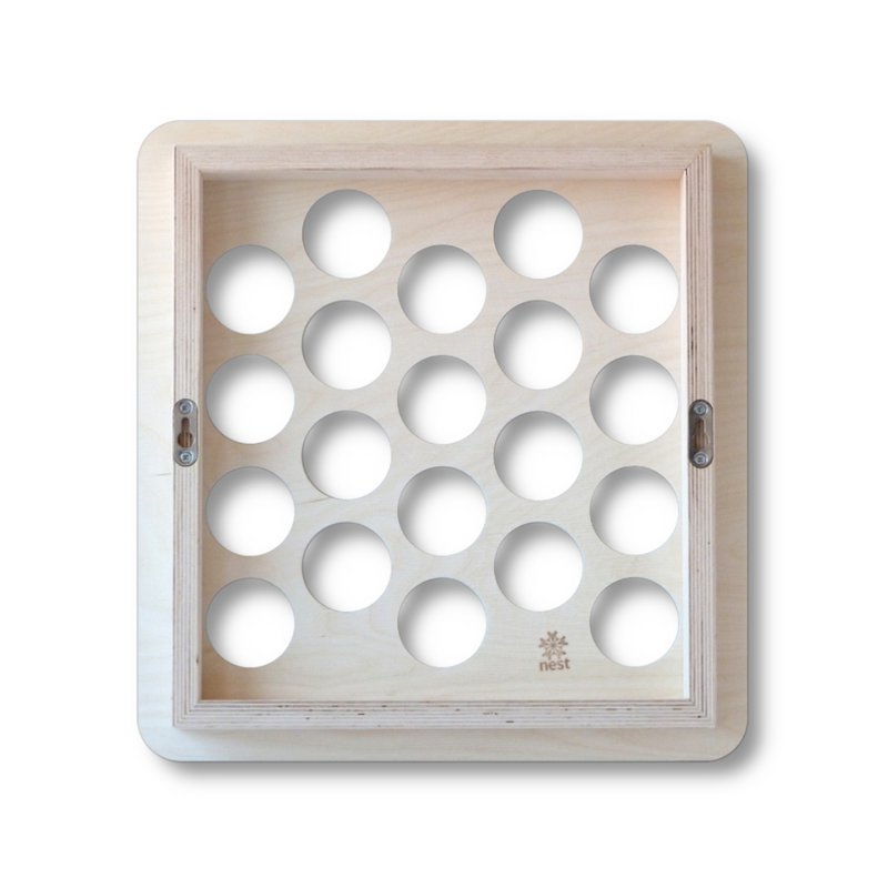 Étagère à épices · COLOR-MIX : noir, blanc, gris-brun · avec 20 verres · contreplaqué de bouleau · Façade HPL