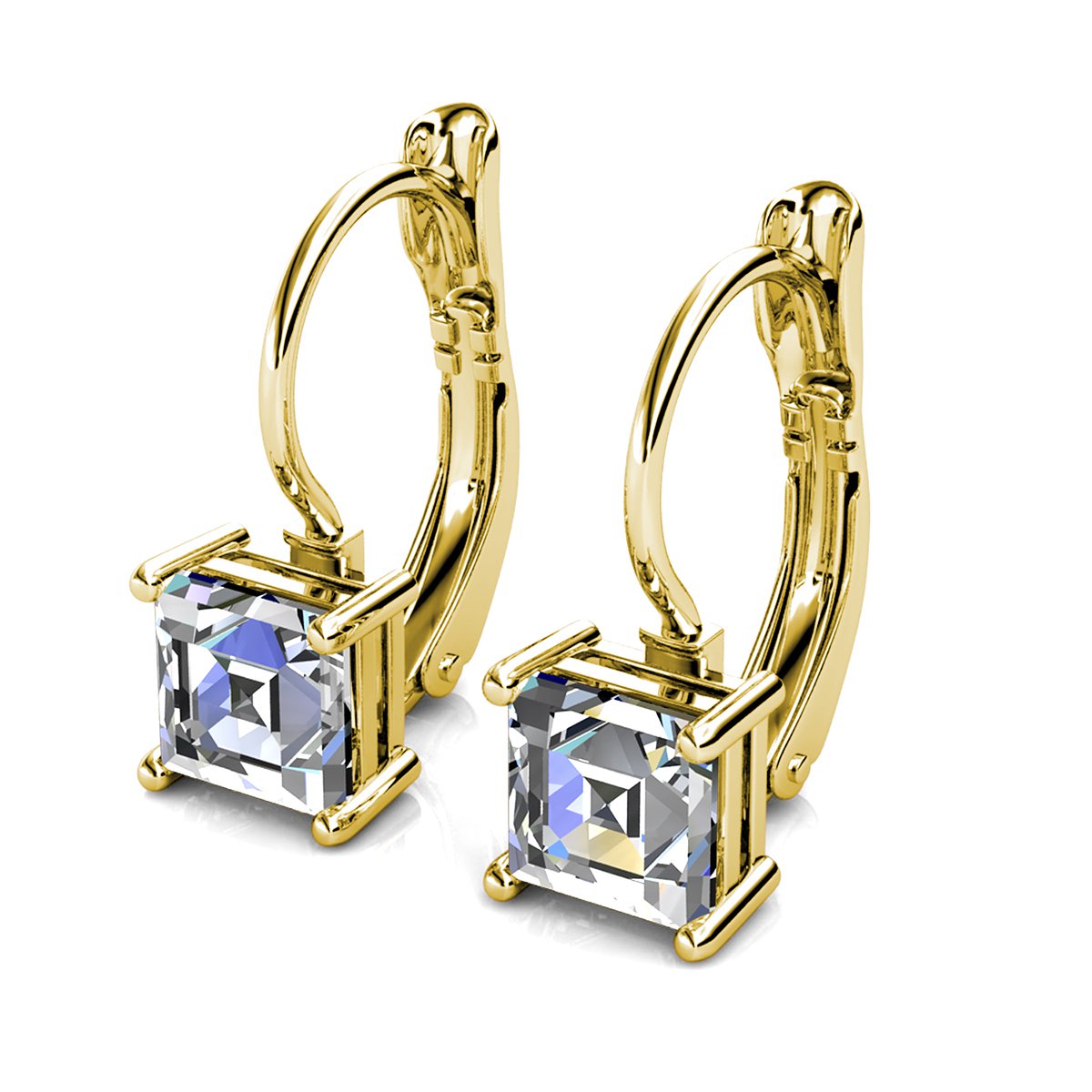 Quadratische Ohrringe – Gold und Kristall