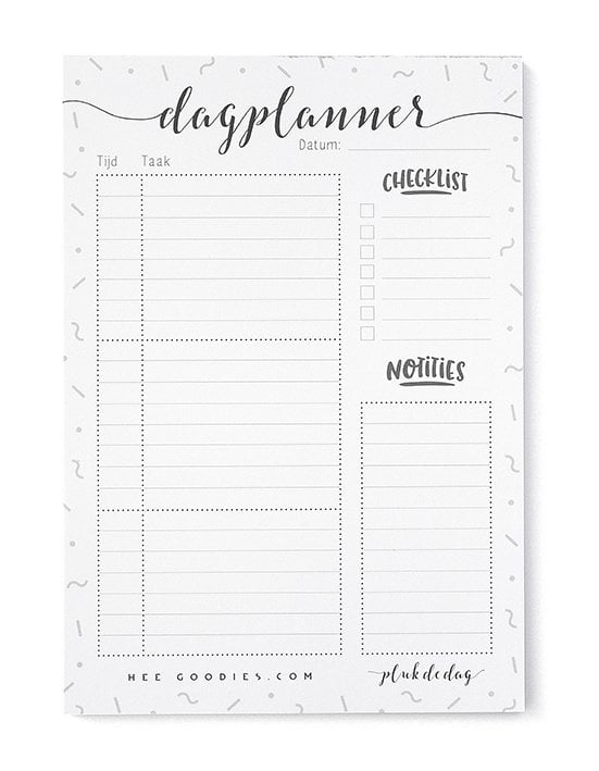 Daily Planner Paper A5 Black White // Notepad To Do Planner