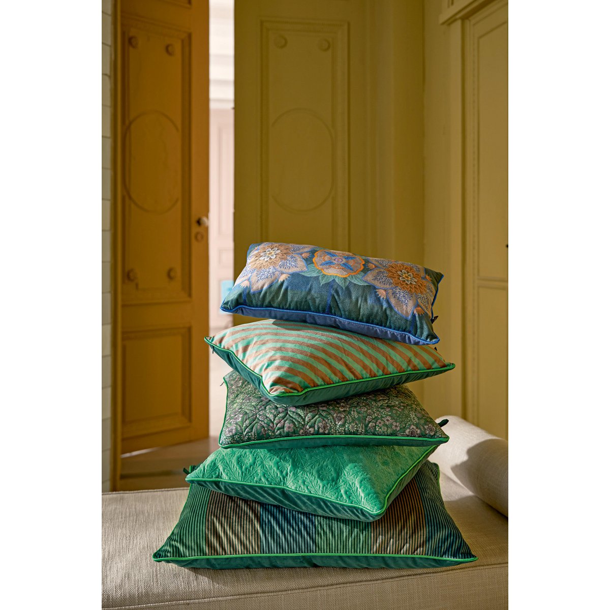Cushion Block Stripes Green 35x50cm