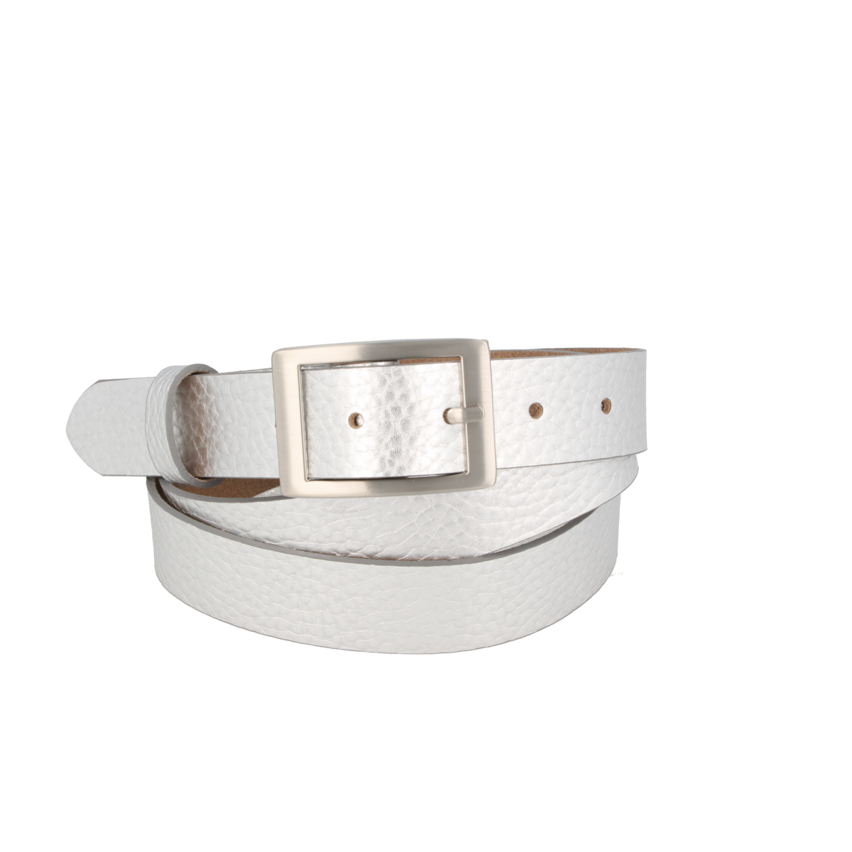 Belt Women Leather Sera Silver Metallic